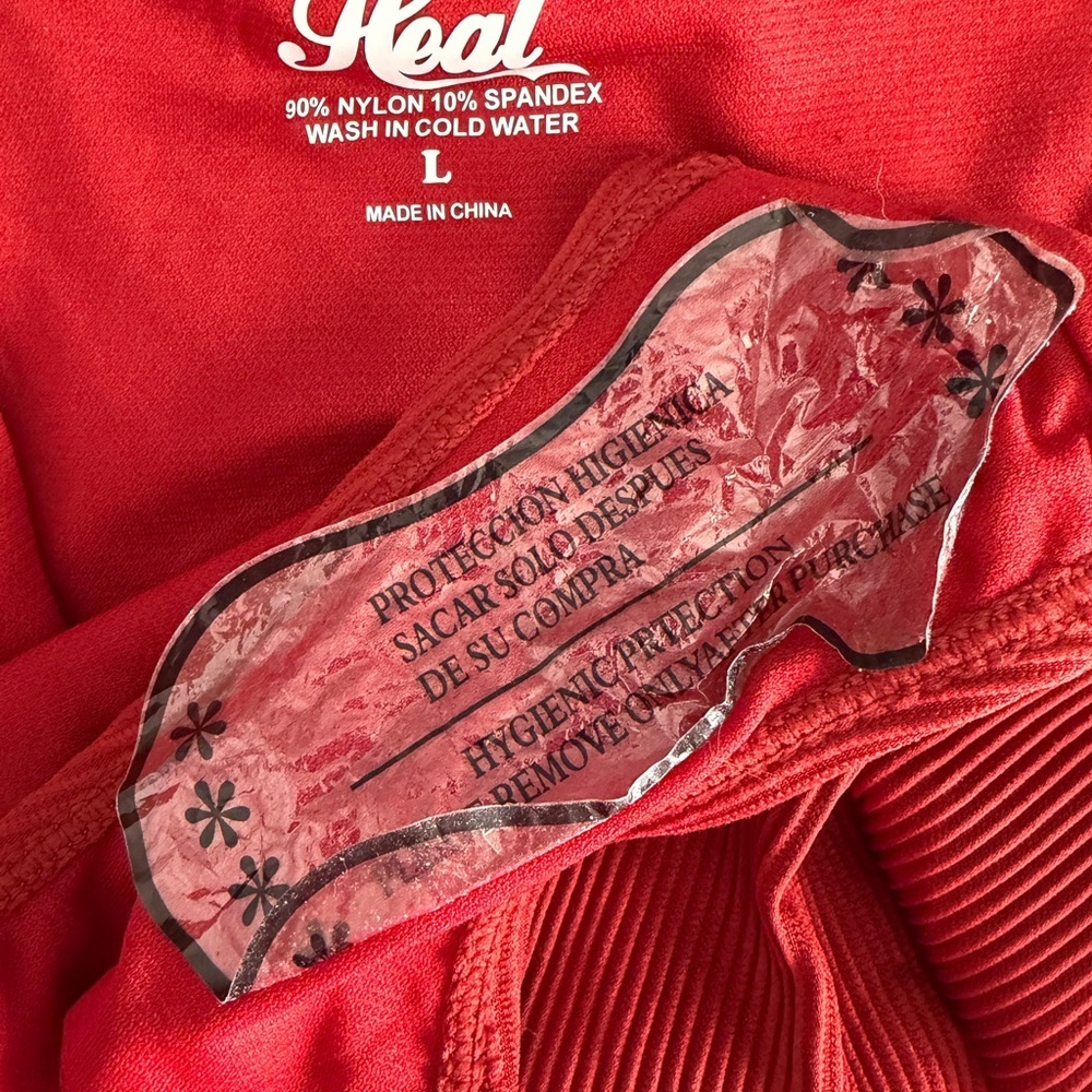 Red Halter One-Piece Swimsuit with Decorative Ring Detail - Picture 7 of 7